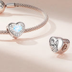 Charm fijo hermoso corazón de novios dos vistas