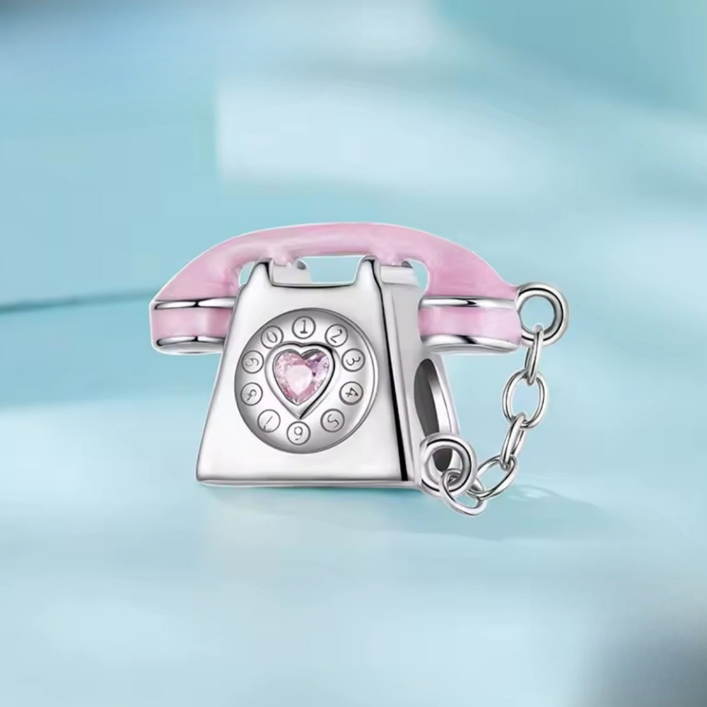 Charm hermoso télefono retro rose