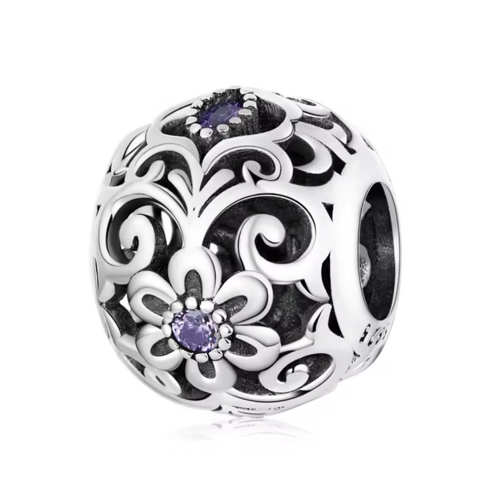 Charm flores y pavé morada