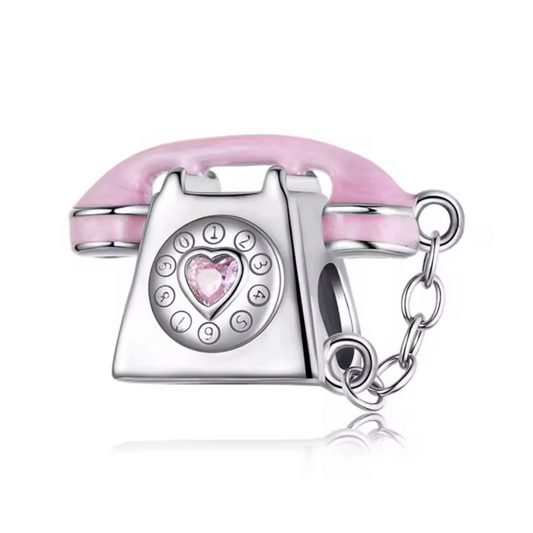 Charm hermoso télefono retro rose