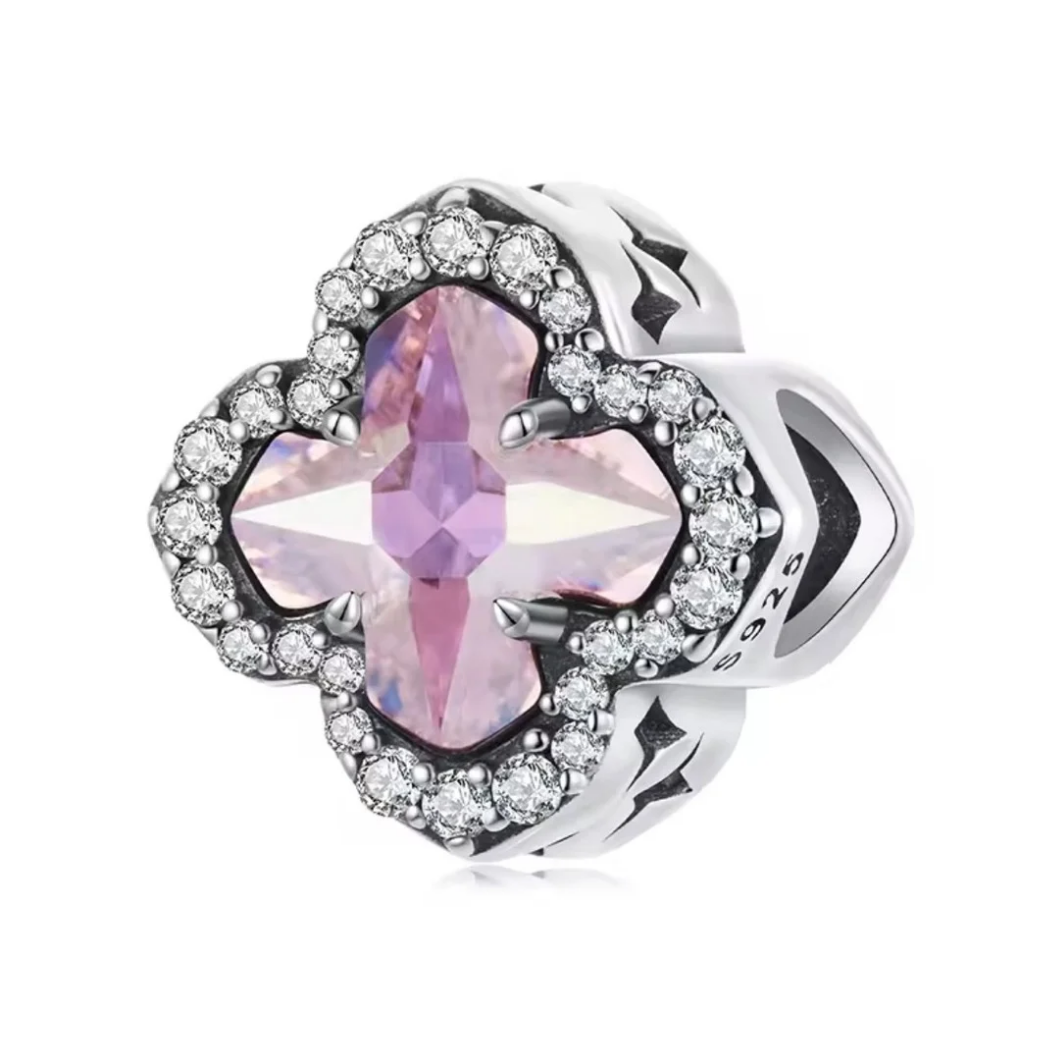 Hermoso charm cruz con circonias rosas doble vista