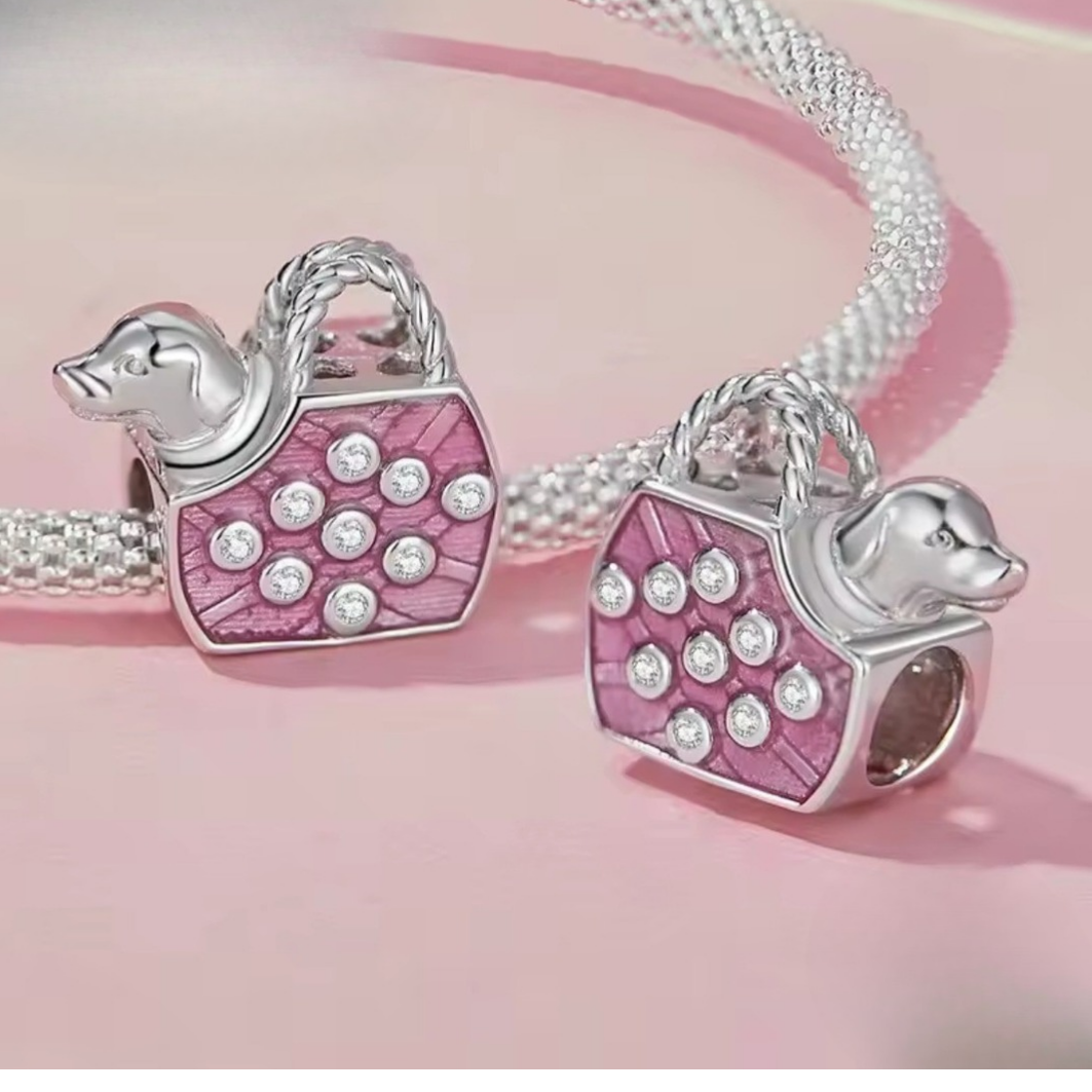 Charm hermosa bolsa perruna esmalatada