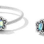 Charm fijo flor pavé con cristal tornasol