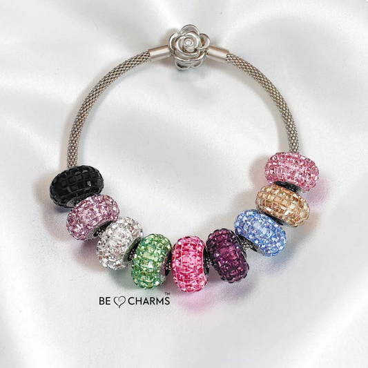 Par de charms swarovski amatista corte esmeralda redondo