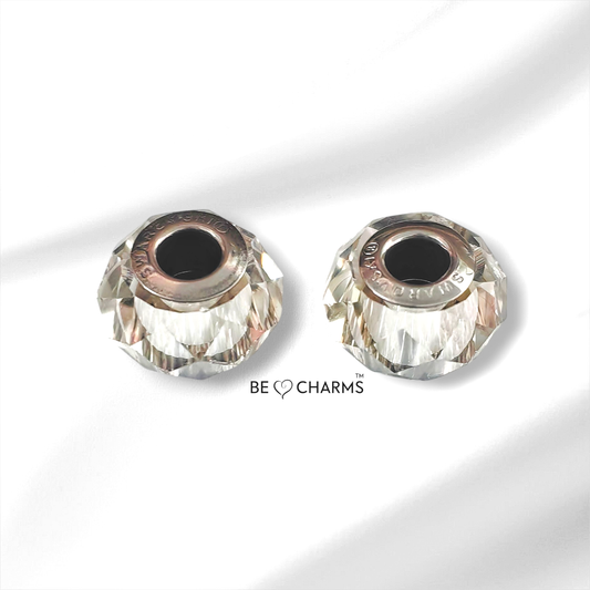 Par de charms swarovski cristal satín facetado redondo