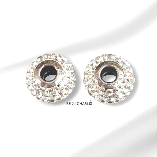 Par de charms swarovski Cristal corte esmeralda redondo