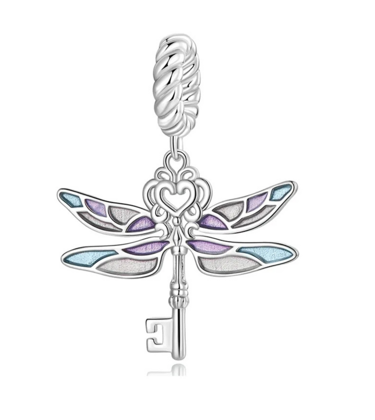 Hermoso charm llave de libélula esmaltada