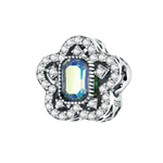 Charm fijo flor pavé con cristal tornasol