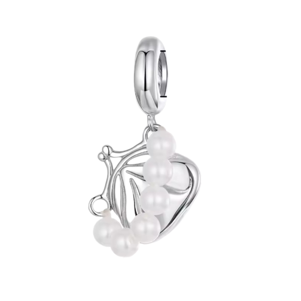 Charm colgante bolsa con tira de perlas