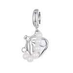 Charm colgante bolsa con tira de perlas
