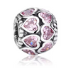 Charm corazones pavé rosados