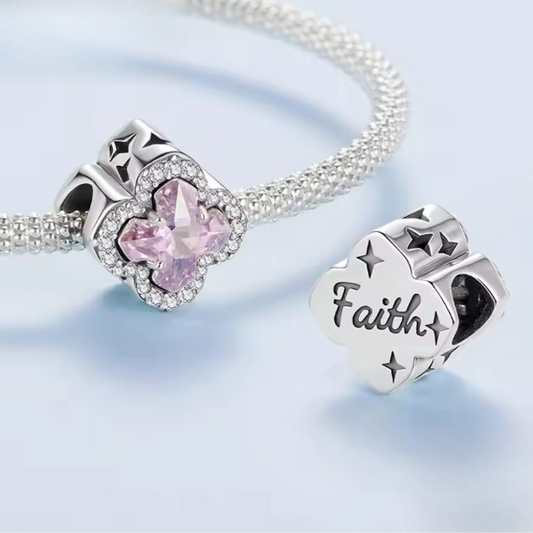 Hermoso charm cruz con circonias rosas doble vista