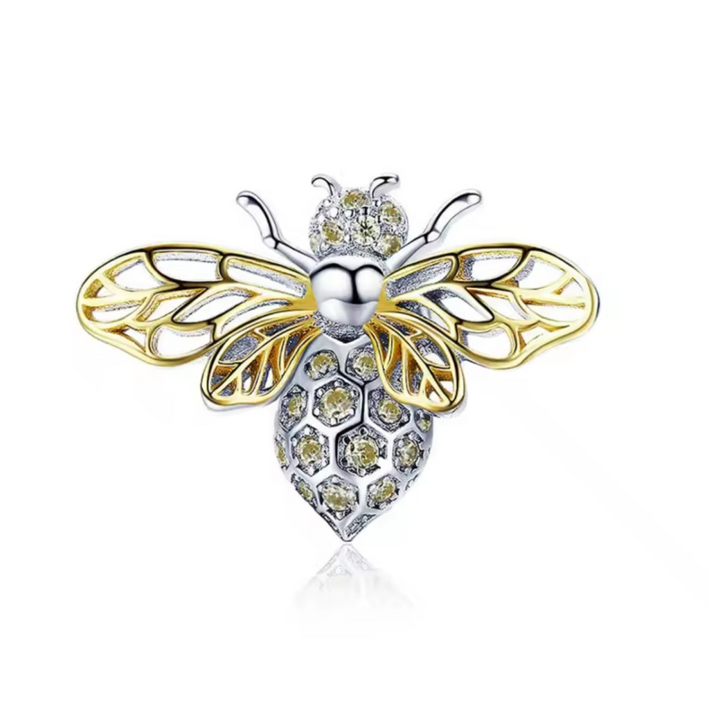 Charm majestuosa abeja dos tonos y pavé