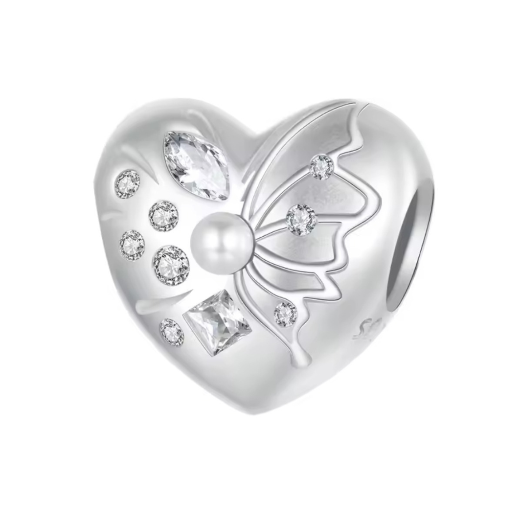 Charm majestuoso corazon con perla