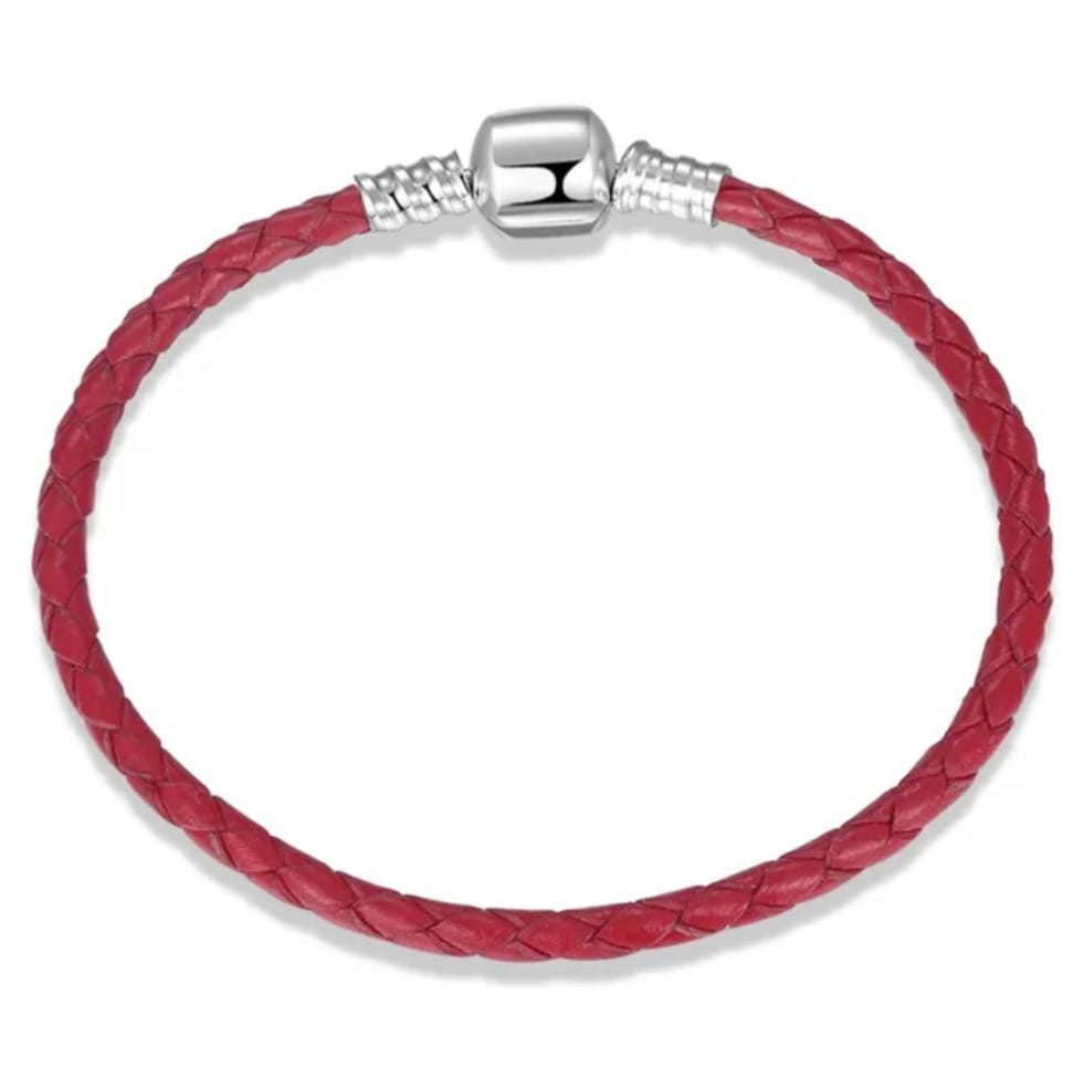 Brazalete de cuero rojo