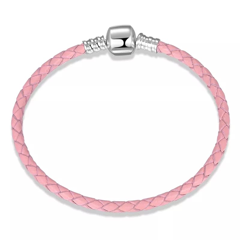 Brazalete de cuero rosa