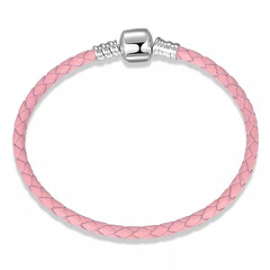 Brazalete de cuero rosa