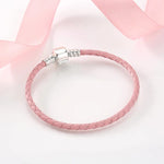 Brazalete de cuero rosa