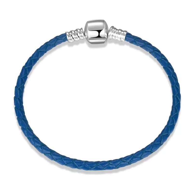 Brazalete de cuero azul marino
