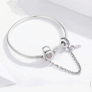 Brazalete serpiente candado corazón zirconias y llave