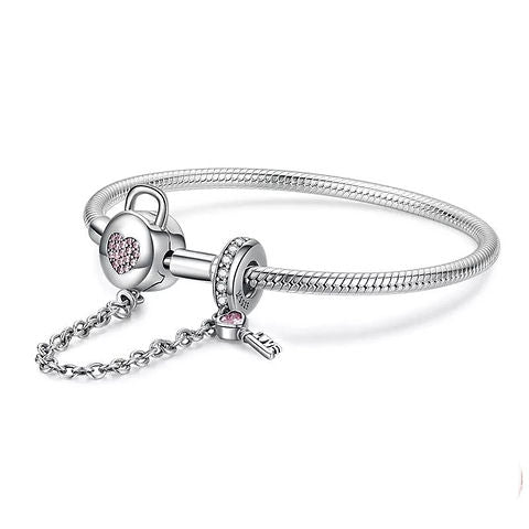 Brazalete serpiente candado corazón zirconias y llave
